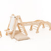 Conjunto de escalada Montessori 6 em 1: Escada triangular + Arco/Baloiço + Escorrega/Rampa + Rede + Almofada + Acessório de desenho e arte