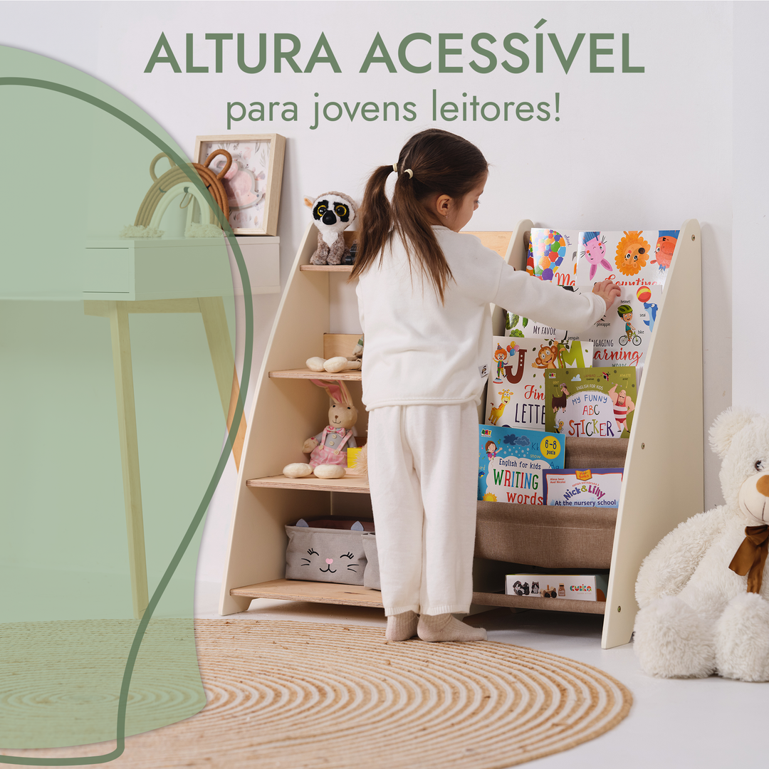 Prateleira Montessori 2-em-1 para Livros e Brinquedos