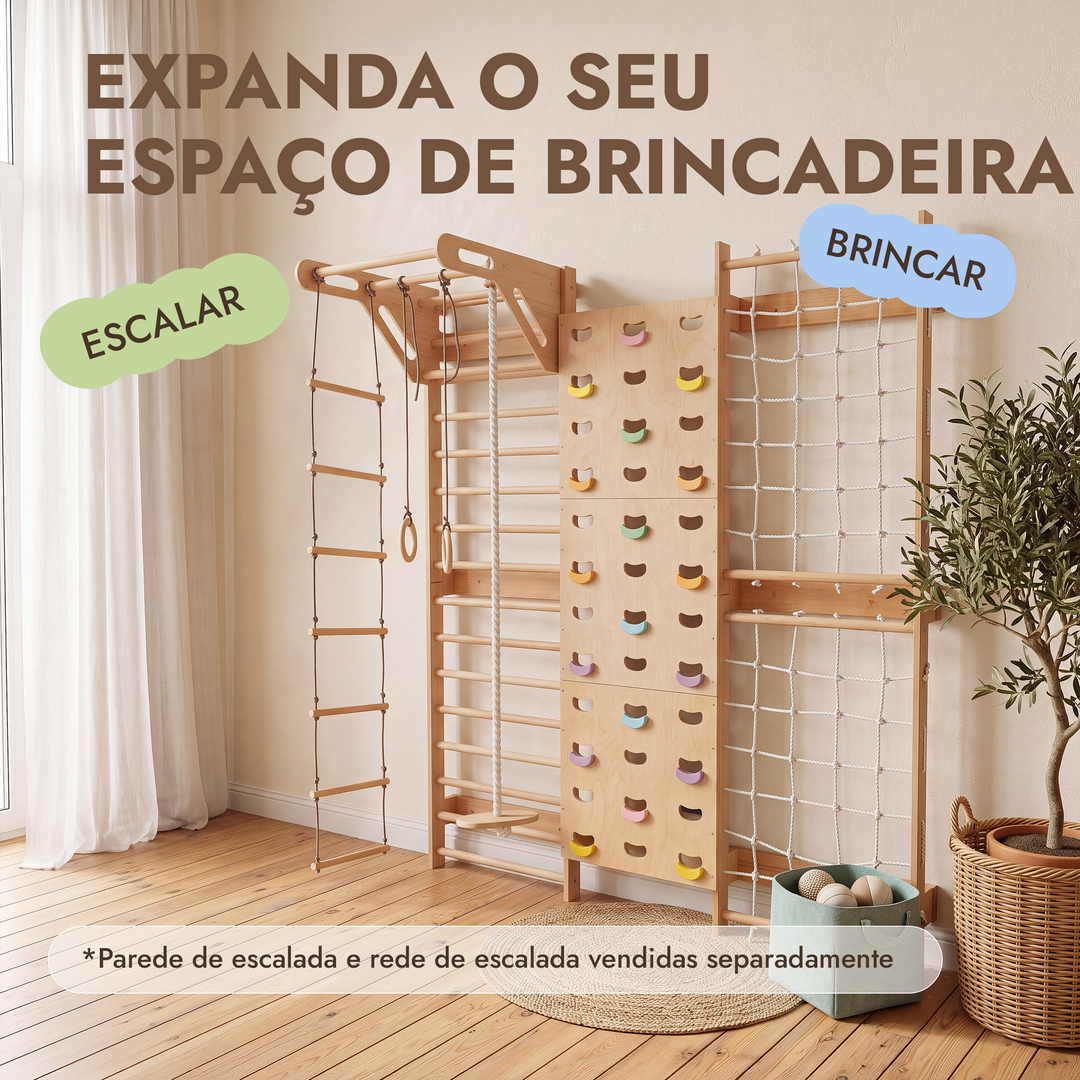 5-in-1 Espaldar de Ginástica para Crianças com barra e baloiços 3em1