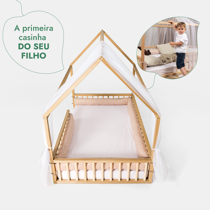 Cama-casinha para crianças e bebés a partir de 1 ano (tamanho UE 200x120 cm)