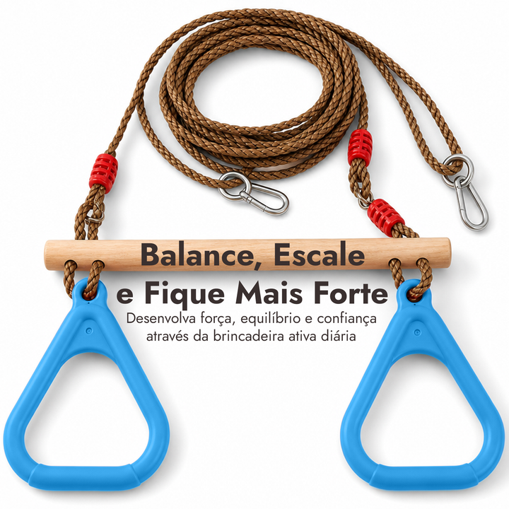 Conjunto de baloiço 2em1: Trapézio + Argolas de ginástica
