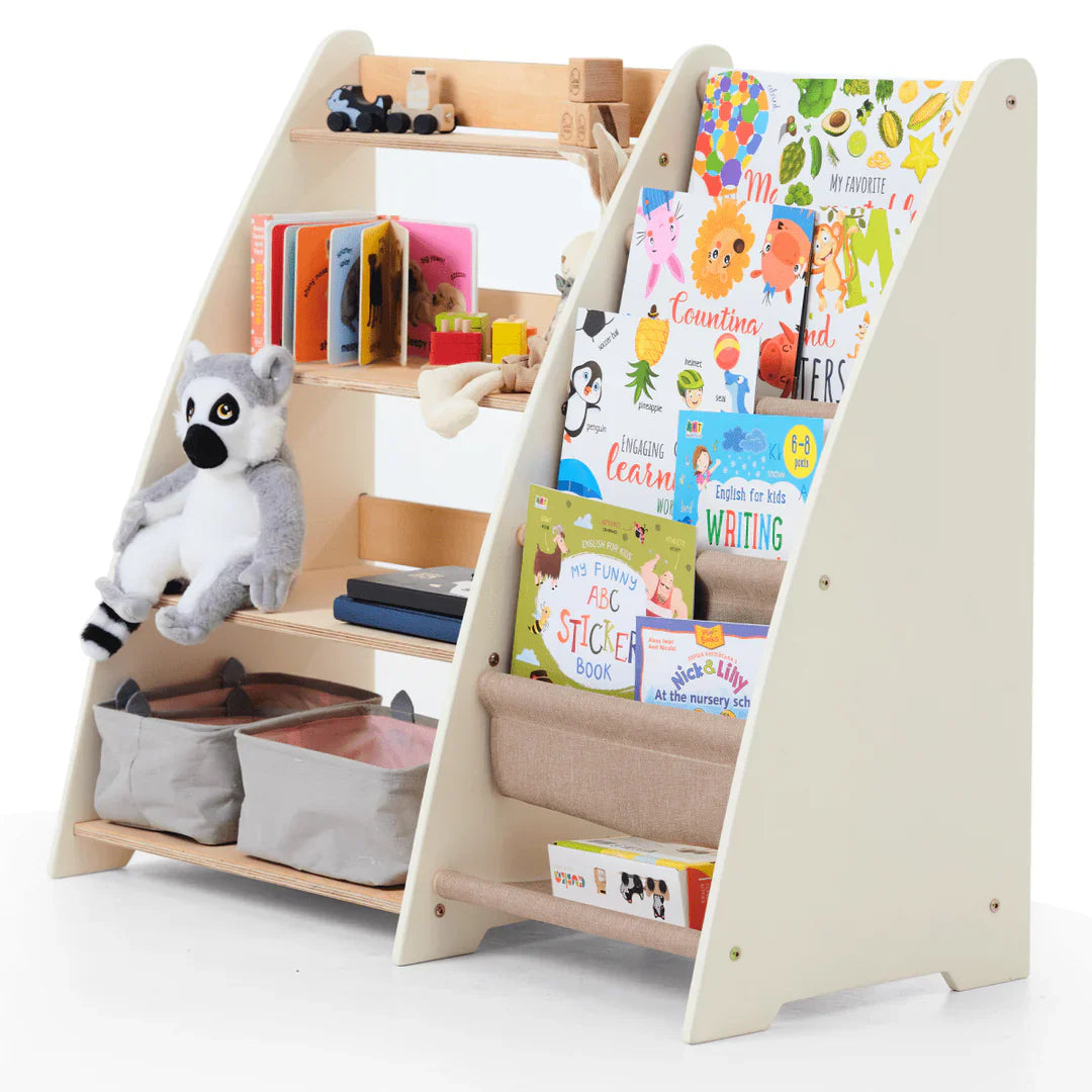 Prateleira Montessori 2-em-1 para Livros e Brinquedos