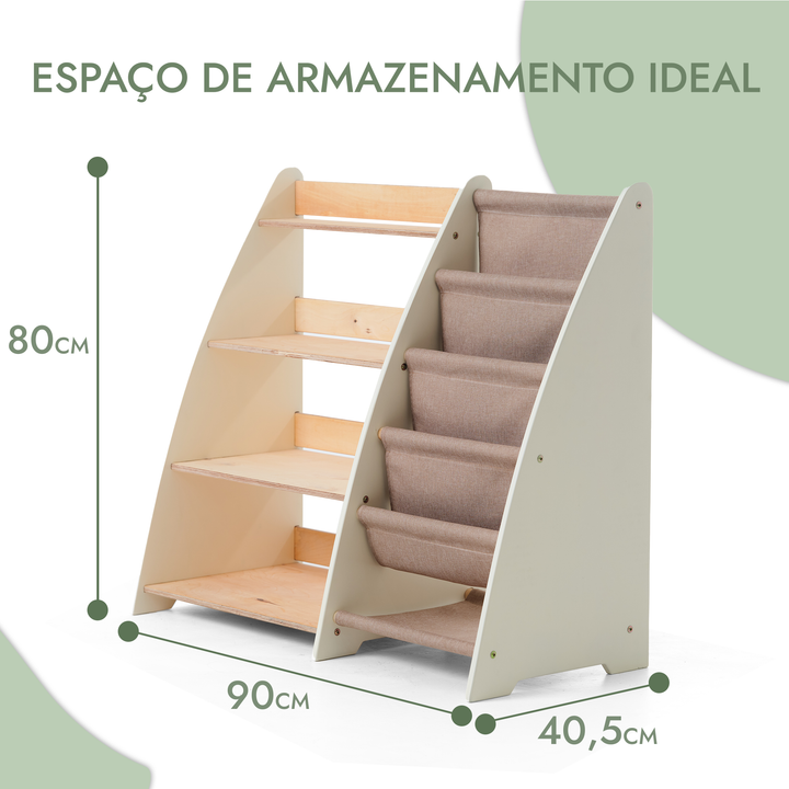 Prateleira Montessori 2-em-1 para Livros e Brinquedos