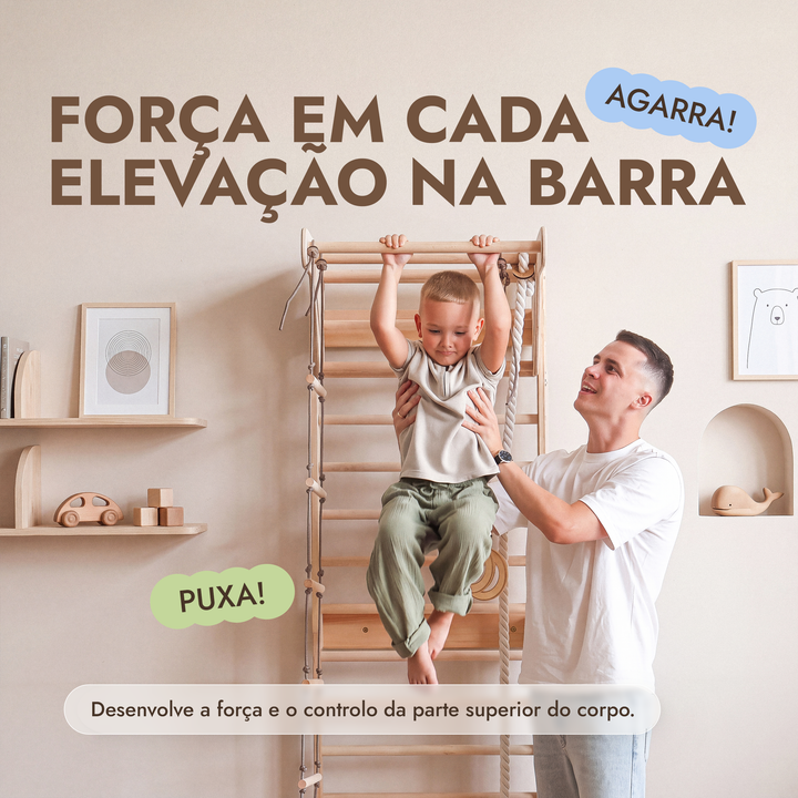 5-in-1 Espaldar de Ginástica para Crianças com barra e baloiços 3em1