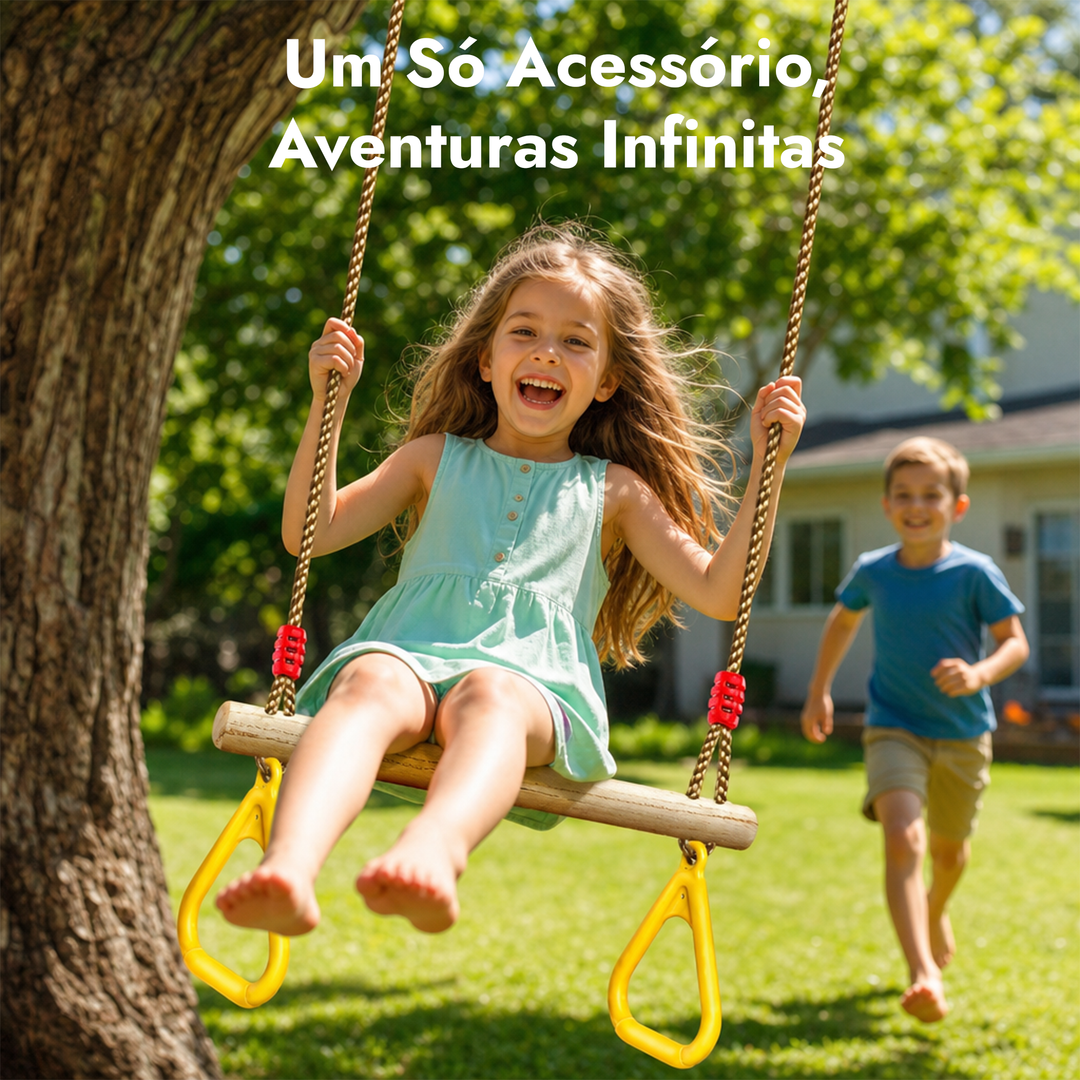 Conjunto de baloiço 2em1: Trapézio + Argolas de ginástica