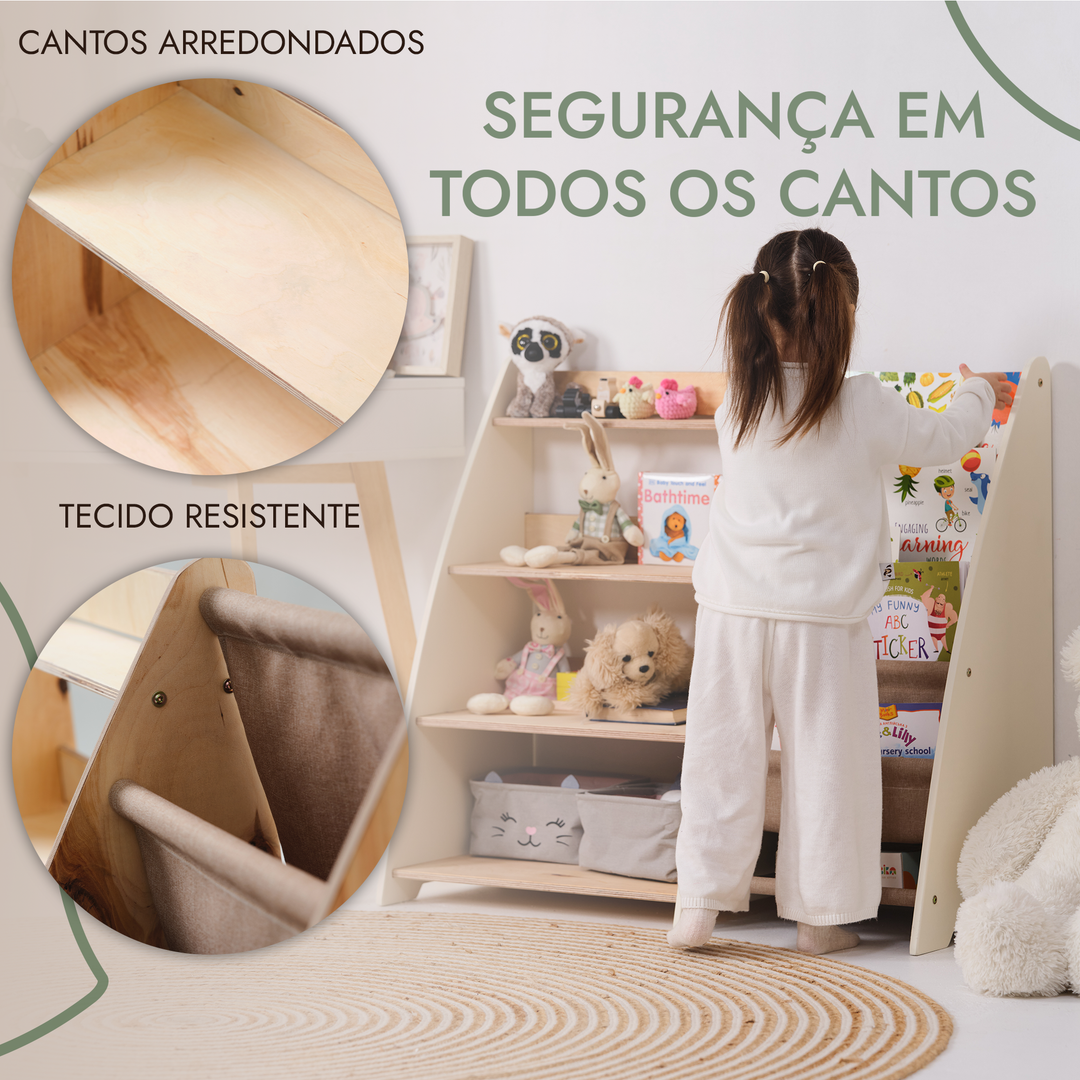 Prateleira Montessori 2-em-1 para Livros e Brinquedos