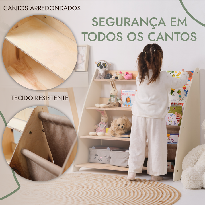 Prateleira Montessori 2-em-1 para Livros e Brinquedos