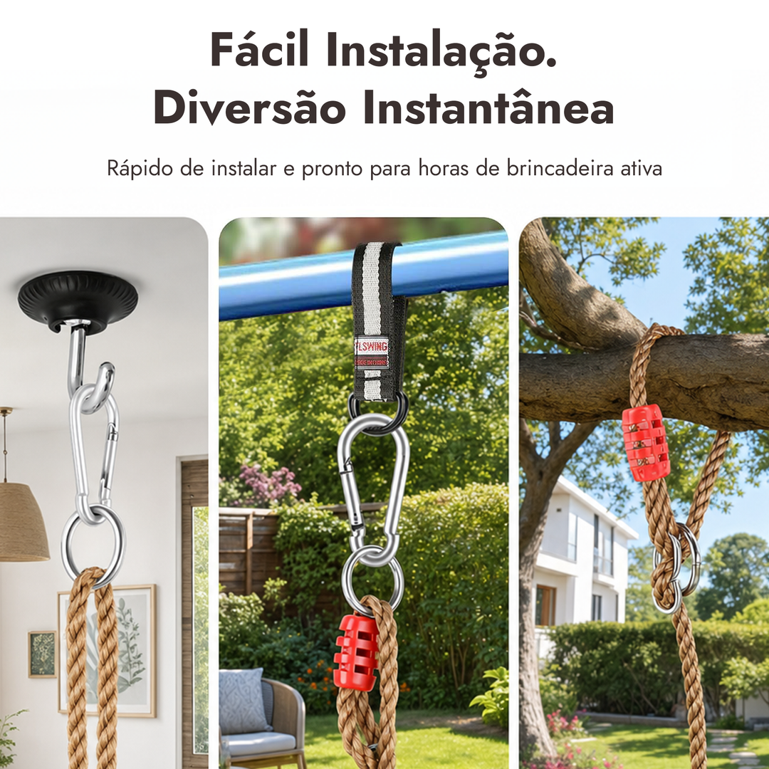 Conjunto de baloiço 2em1: Trapézio + Argolas de ginástica