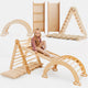 Conjunto de escalada Montessori 4 em 1: Escada Triangular + Arco de Escalada + Escorrega + Almofada Bege
