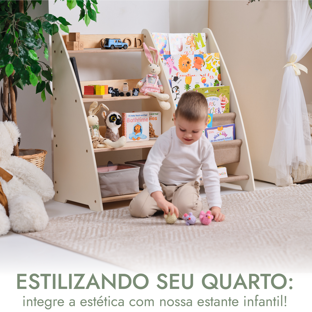 Prateleira Montessori 2-em-1 para Livros e Brinquedos