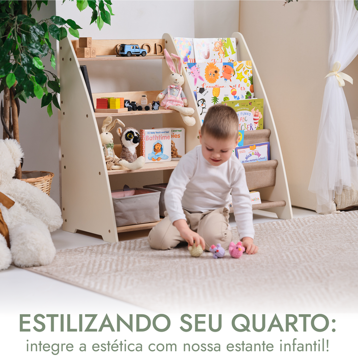 Prateleira Montessori 2-em-1 para Livros e Brinquedos