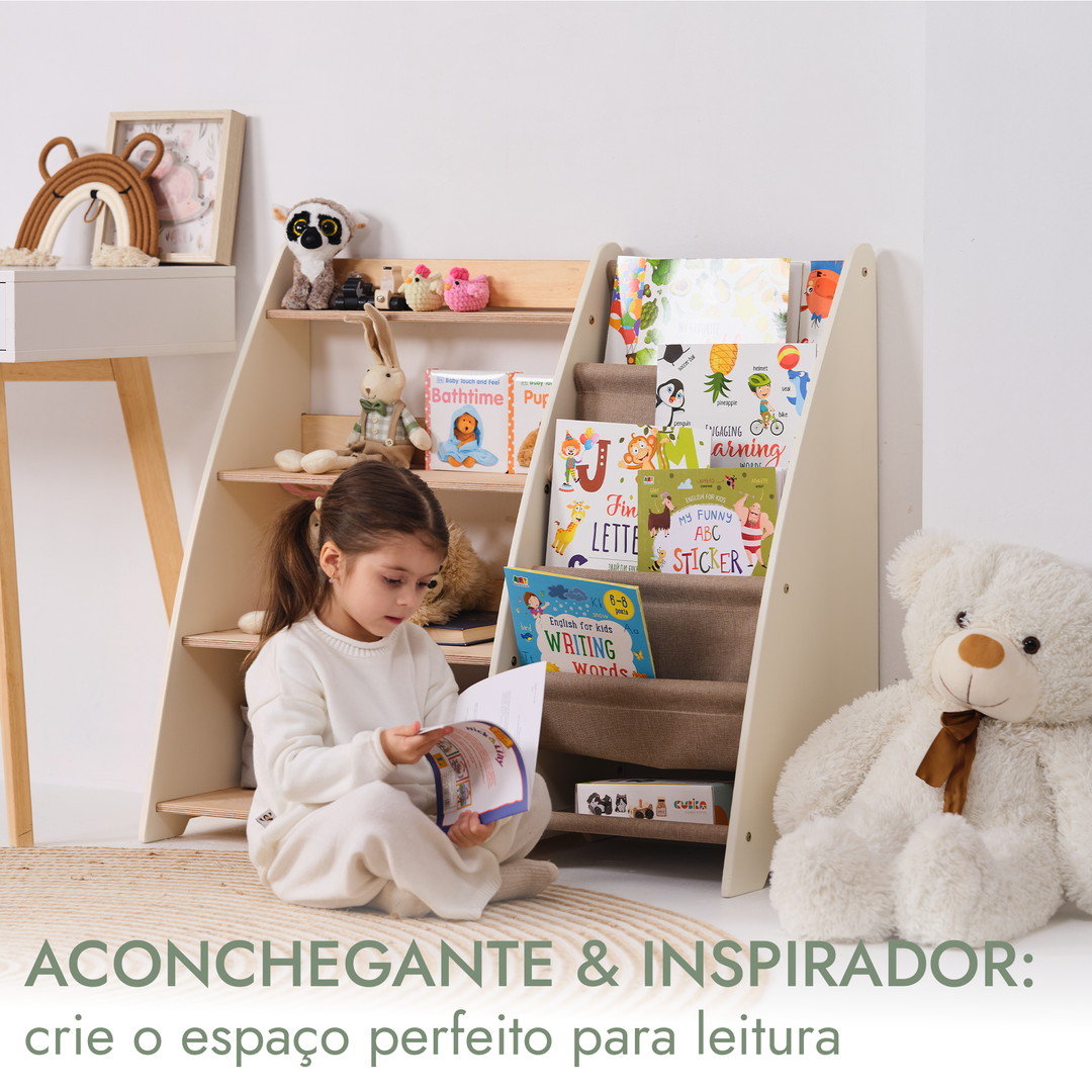 Prateleira Montessori 2-em-1 para Livros e Brinquedos