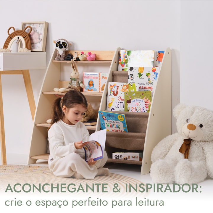 Prateleira Montessori 2-em-1 para Livros e Brinquedos
