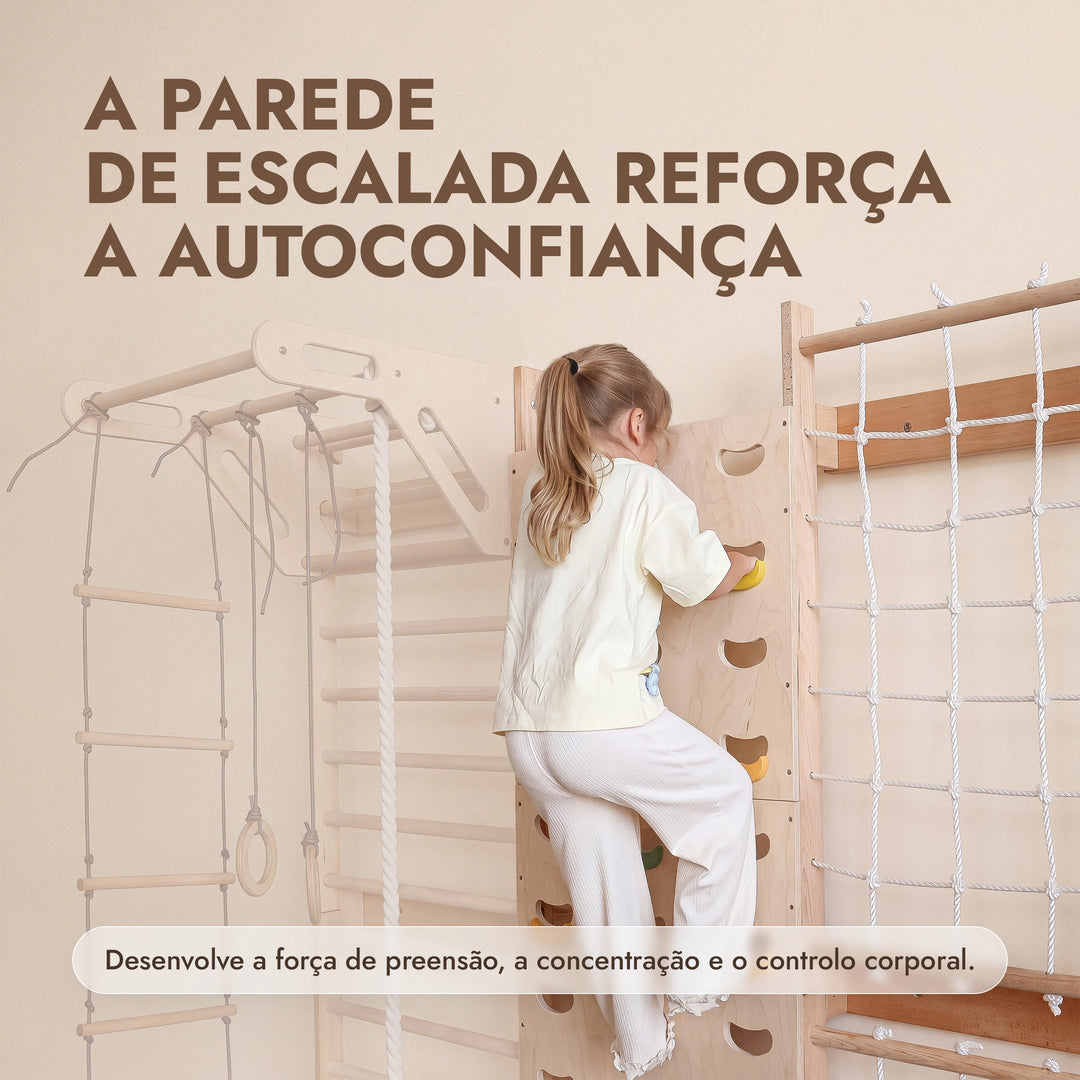 Extensão para espaldar sueco: parede de escalada e rede