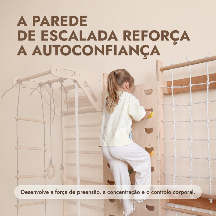 Extensão para espaldar sueco: parede de escalada e rede