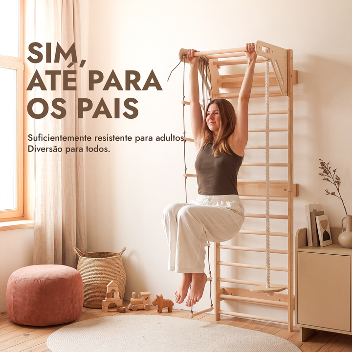 5-in-1 Espaldar de Ginástica para Crianças com barra e baloiços 3em1