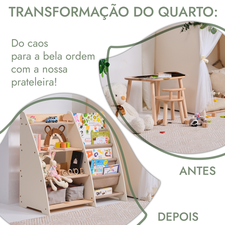 Prateleira Montessori 2-em-1 para Livros e Brinquedos