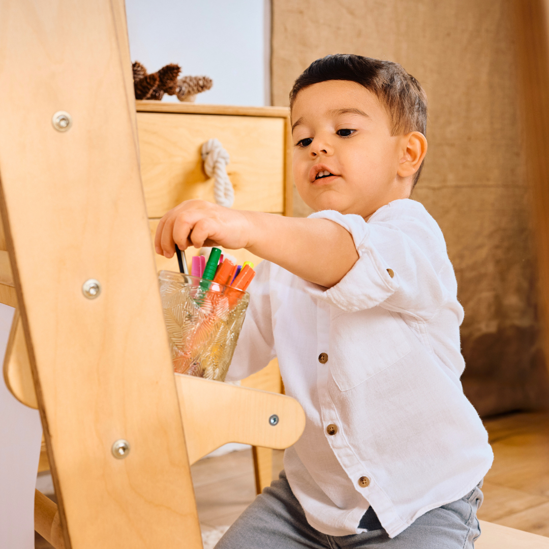 Parque infantil interior em madeira para crianças - Parque infantil 7 em 1 + conjunto de baloiços + escorrega + Acessório de desenho e arte