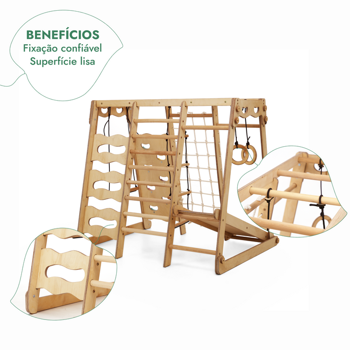 Ginásio Indoor Jungle 6-em-1 para Crianças: Parque de Brincadeiras + Conjunto de Balanços + Escorrega + Corda + Escadas