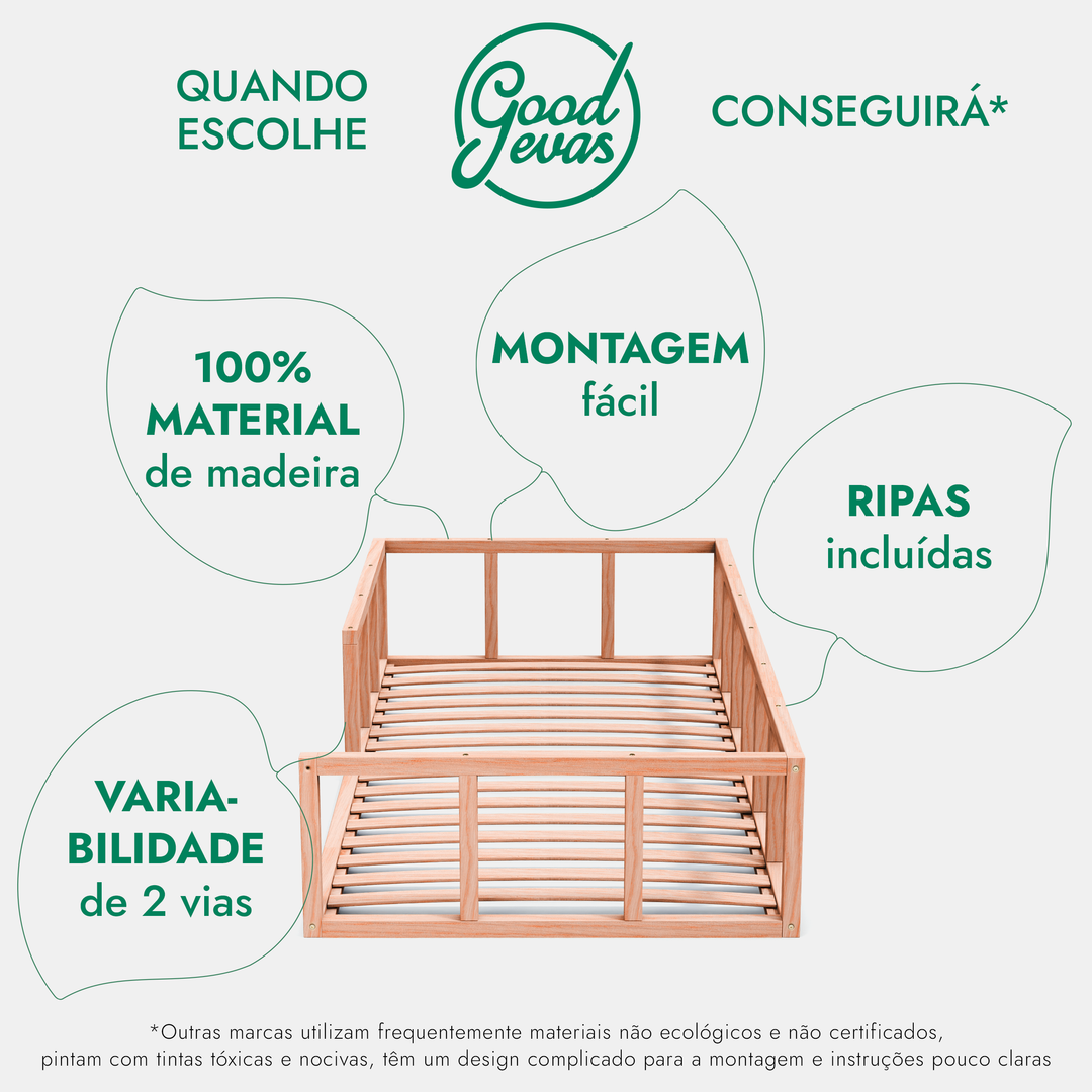 Cama Montessori para crianças e bebés a partir dos 6 meses