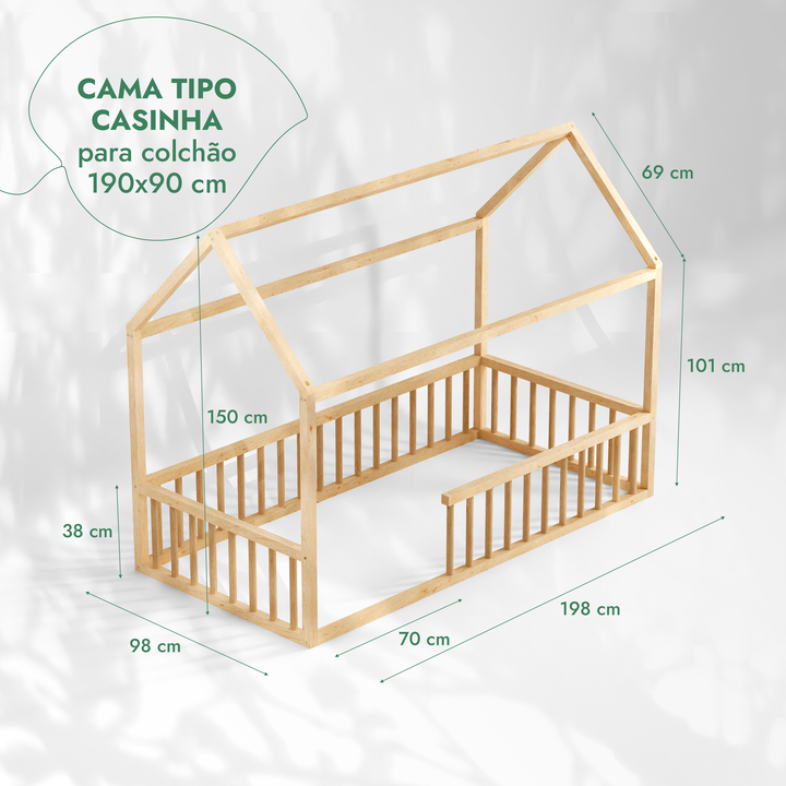 Cama-casinha para crianças e bebés a partir de 1 ano (tamanho UE 200x120 cm)