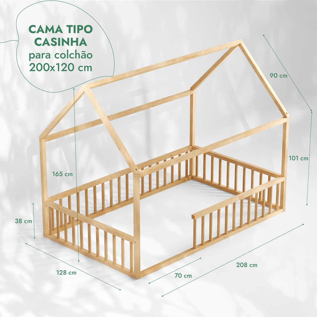 Cama-casinha para crianças e bebés a partir de 1 ano (tamanho UE 200x120 cm)