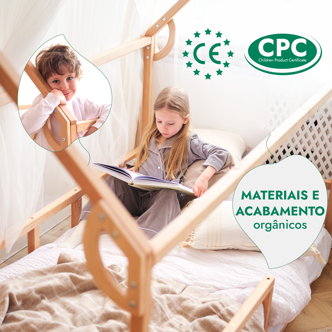 Cama-casinha para crianças e bebés a partir de 1 ano (tamanho UE 200x120 cm)