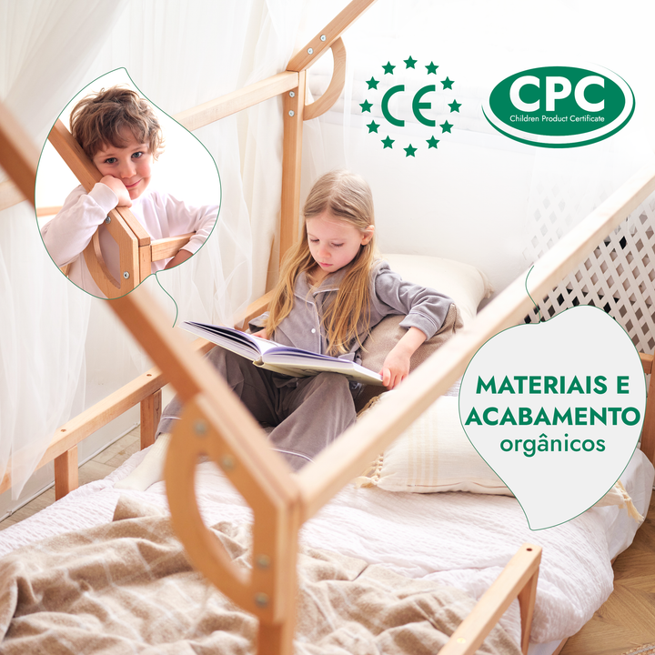 Cama-casinha para crianças e bebés a partir de 1 ano (tamanho UE 200x120 cm)