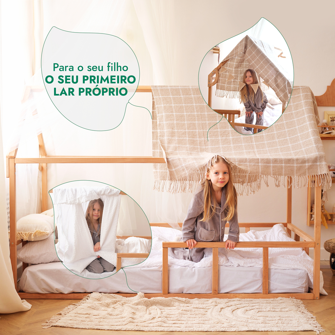 Cama-casinha para crianças e bebés a partir de 1 ano (tamanho UE 200x120 cm)