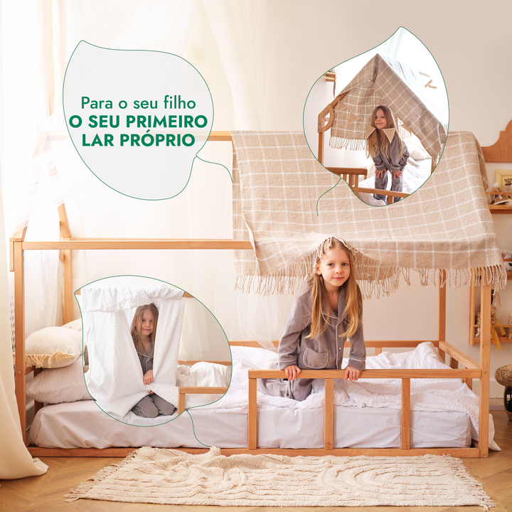 Cama-casinha para crianças e bebés a partir de 1 ano (tamanho UE 200x120 cm)