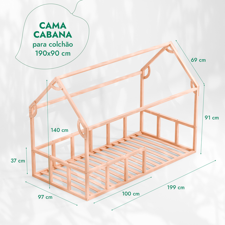 Cama-casinha para crianças e bebés a partir de 1 ano (tamanho UE 200x120 cm)