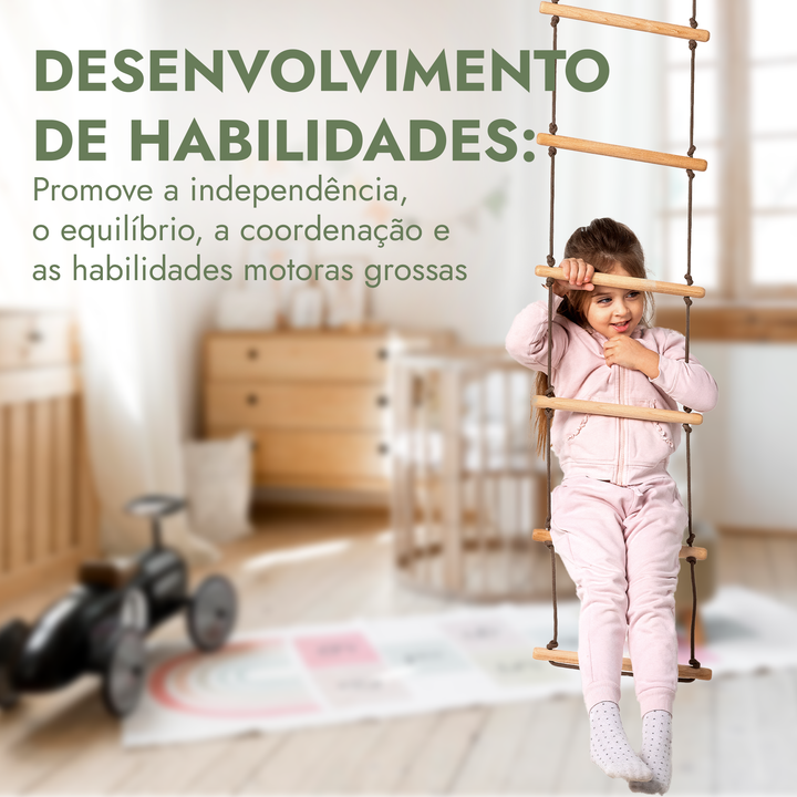 Conjunto de baloiços 3 em 1: Escada com corda + Argolas de ginástica + Baloiço de disco com corda