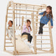 Parque infantil interior em madeira para crianças - Parque infantil 6 em 1 + conjunto de baloiços + escorrega