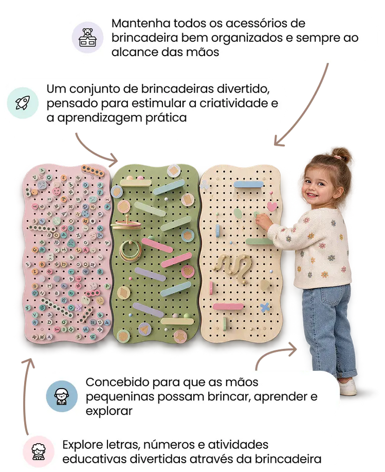 Pegboard de madeira para quarto de criança — GoodevasBoard