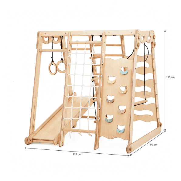 Ginásio Indoor Jungle 6-em-1 para Crianças: Parque de Brincadeiras + Conjunto de Balanços + Escorrega + Corda + Escadas