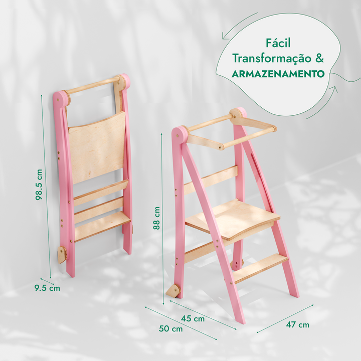 Torre de Aprendizagem Dobrável para Crianças – Rosa