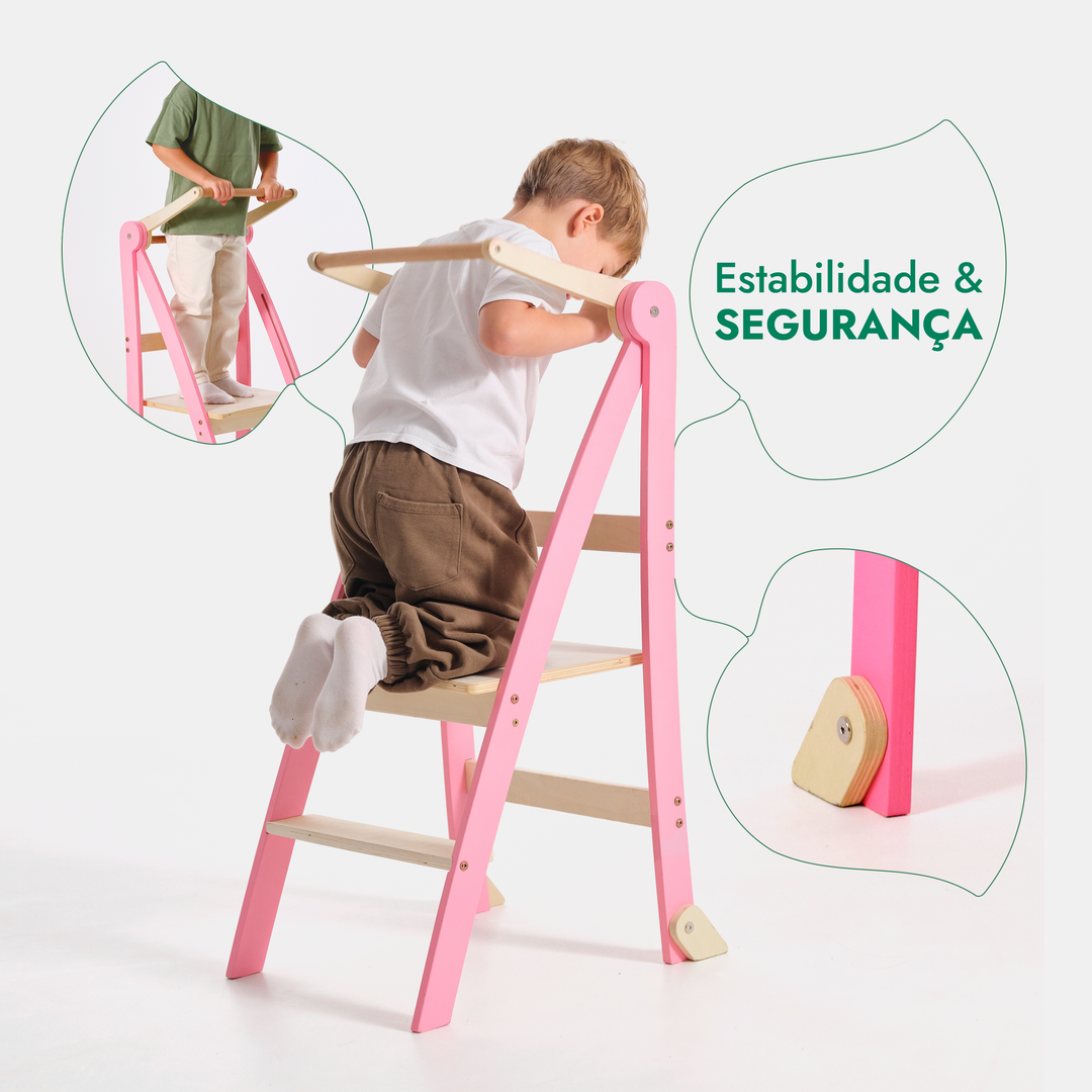 Torre de Aprendizagem Dobrável para Crianças – Rosa