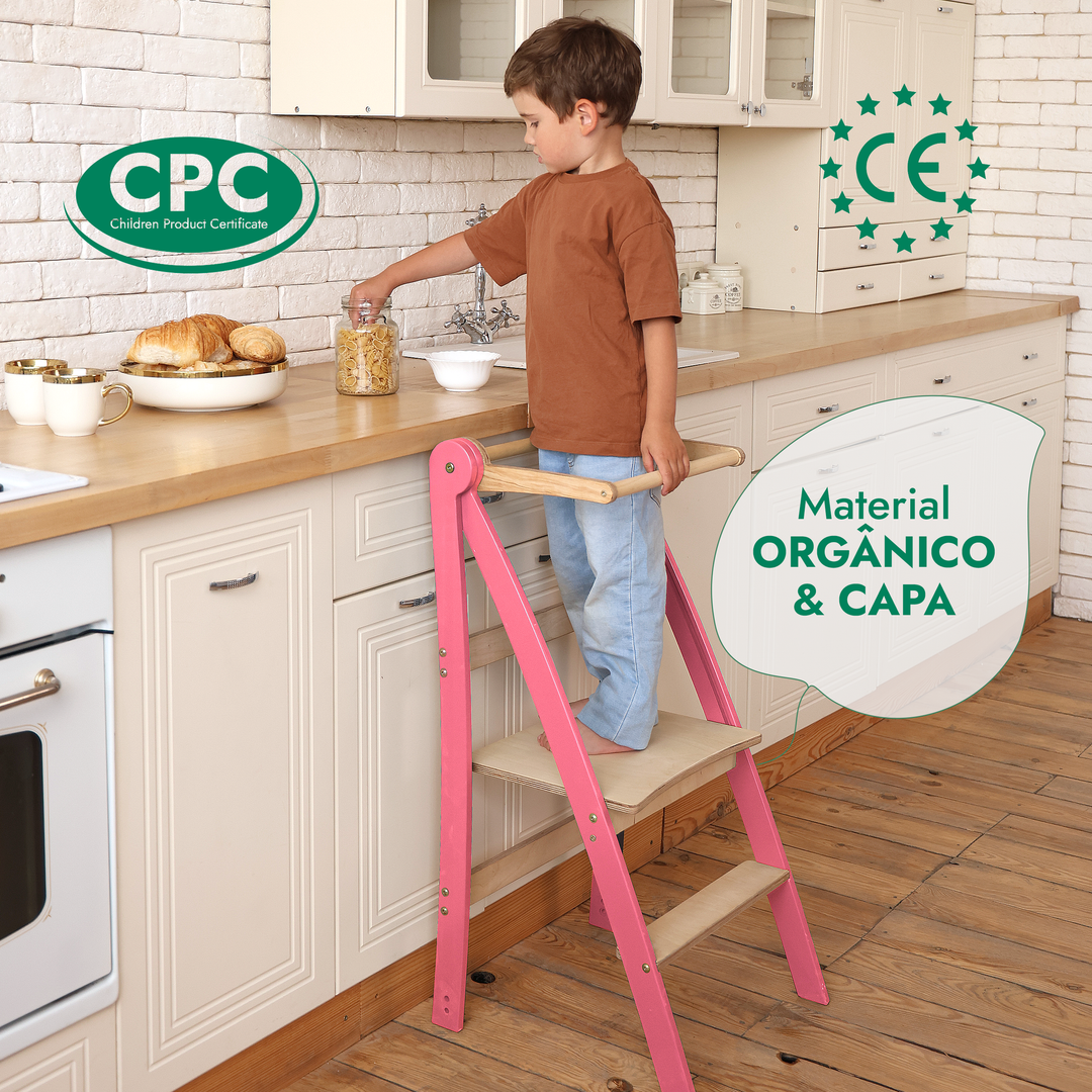 Torre de Aprendizagem Dobrável para Crianças – Rosa